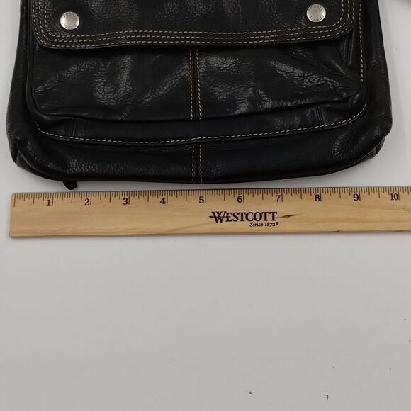 𝅺FOSSIL Small Leather Crossbody Black Turn Lock Closure - Picture 10 of 12